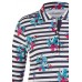 Rabe - 53-113353 Polo wit blauw streep met bloemen.